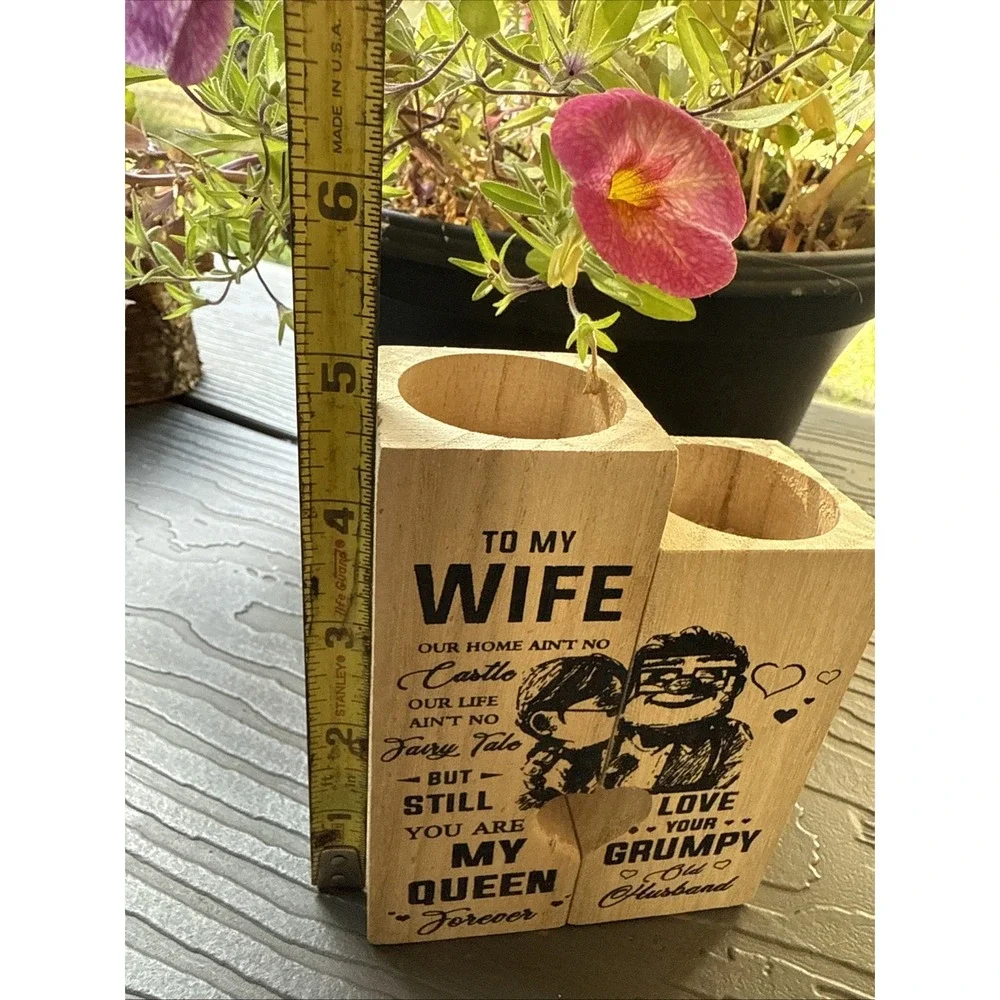 Wooden Votive Candle Holders Gift for Husband & Wife Anniversary.